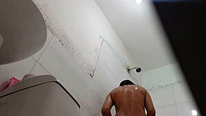 Spying on her showering after school in the bathroom.