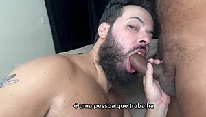 Bearded man sucking 41 cocks in blowjobs 30 to 35, full video of intense pleasure