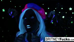 Two hot blondes share a wild Halloween thrill