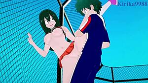 tsuyu asui and kyoka jiro and izuku midoriya intense sex - my hero academia hentai