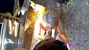 We stopped at a picnic area and Luna wanted to enjoy my big cock in doggystyle