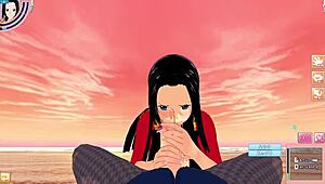 one piece boa hancock in a male pov 3d hentai anime game video from koikatsu