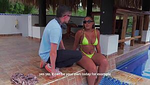 Ebony Colombian milf Carla Morelli takes virgin nerd Pipeboy1 in steamy interracial with cum finish