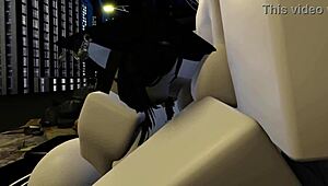 Kyller gets busy sucking in a dark alley in this 3D cartoon scene.