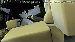 Kyller gets busy sucking in a dark alley in this 3D cartoon scene.