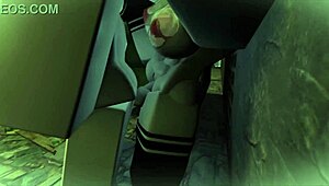 Kyller gets busy sucking in a dark alley in this 3D cartoon scene.