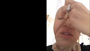 With stockings on my face I look like a pig with a snout