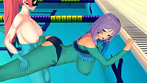 3D Hentai Girl Masters Swimming with Intense Climax.