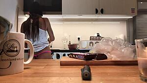 Young Amateur Wife Caught on Voyeur Cam Doing Dishes!