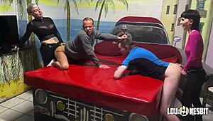 Lou Nesbit and Lia Louise led a wild bisexual femdom foursome last night