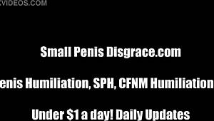 Mistress humiliates slave with small penis in POV.