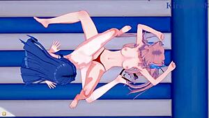 tsubasa kazanari, maria, and chris yukine dive into wild lesbian and futanari sex. intense symphogear hentai unfolds!