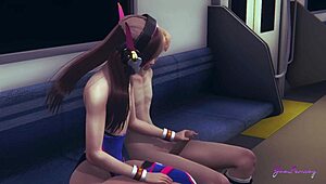 overwatch yaoi femboy d va gives killer handjob... whoa, forgot blowjob!