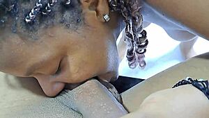 Watching my ebony milf stepsister in the kitchen gets me hard for sucking