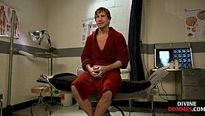 Is the Strict Busty Nurse Domme Punishing Her Sub with a Whip in the Hospital?