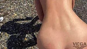 Four Lone Rangers Feed Beach Girl With Their Hard Dicks