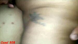 wild threesome at motel with tattooed man while husband waits at home, wife and friend unleash desire