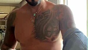 yo dude, viktor rom’s tattooed muscles flex while dancing naked and stroking his huge bbc, wanna watch?