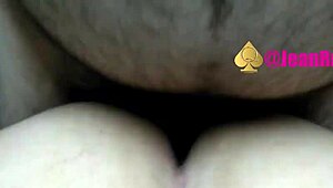 Fucking hairy cuckold husband, his big cock makes my fat tits bounce 😜