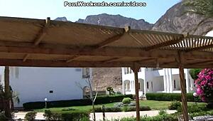 Crazy couple banging hard on a deserted road.