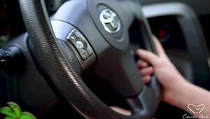 on the road, charlie gets to the brink of cumming while drivin