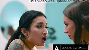 modern-day sins - daring public pussy licking for lesbians caught by milf