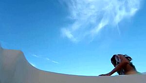 Teengonzo cuties get wild scissoring on car hood in open air