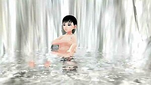 Anime beauty Leo enjoys a solo bath in a hidden bathroom