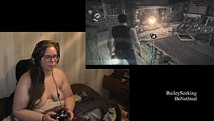 Naked Evil Within Game With Tattooed Brunette - Part 4