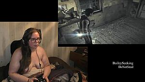 Naked Evil Within Game With Tattooed Brunette - Part 4