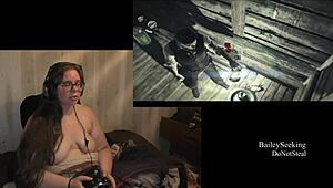 Naked Evil Within Game With Tattooed Brunette - Part 4