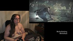 Naked Evil Within Game With Tattooed Brunette - Part 4