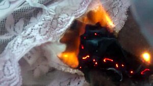 Burning panties, russian girl screams!