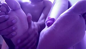 showing off my new pink socks and tired feet