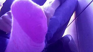 showing off my new pink socks and tired feet