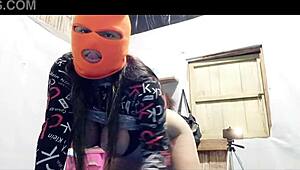 Stepmom wore mask so husband won’t know she’s filming porn with me, damn her ass is hot!