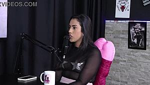 Karen Bessa in sheer red lingerie joins Brazilian swingers. Group swapping and first woman-on-woman action unfold.