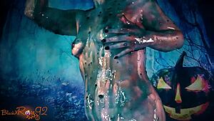 the ooze roleplay milf lipstick hairy brunette messy costumes halloween fetish black