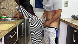 Man, I can’t stop starin at my sexy hijastra’s big hot culo in that tight dress!