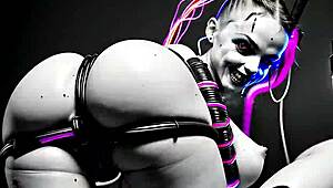 C23 robot whores party in this dystopian sex machine fetish video.