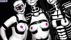 C23 robot whores party in this dystopian sex machine fetish video.