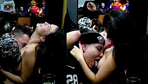 ruan e everton olivrs chupam os peitinhos da natasha steffens com tesão! ela gemeu alto no podcast pápum no barraco, completo no sheer red 😍