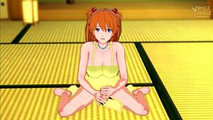 Horny Asuka Guides Your Handjob in Yellow Dress
