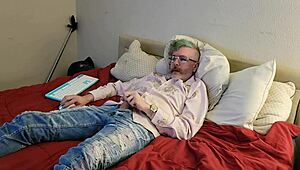 Emo guy jerks huge cock in solo session