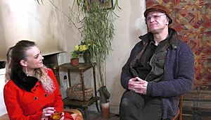 Watch This Cute European Cutie Suck An Elder Cock With Her Big Boobs