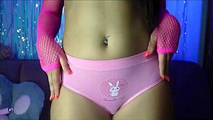 Latina Babe Wets Pink Jeans With Arousal