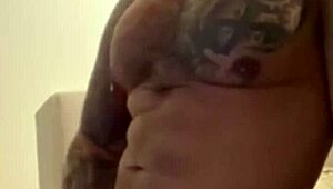 Tatued Viktor Rom HUGE COCK Latino Horny Gay Masturbating in Bathroom!