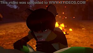 Furry hottie sucks cock intensely