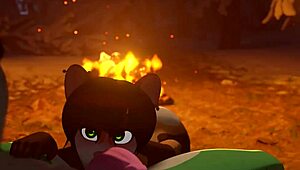 Furry hottie sucks cock intensely