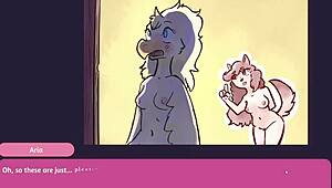 2 chicks get wild in furry strip poker game. clothes ripped off fast! 🃏